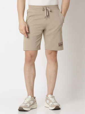 UnderJeans by Spykar Solid Men Khaki Casual Shorts