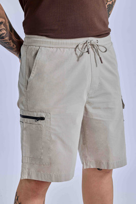 Tribe Solid Men Beige Casual Shorts