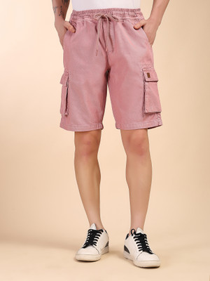 Thomas Scott Solid Men Pink Cargo Shorts