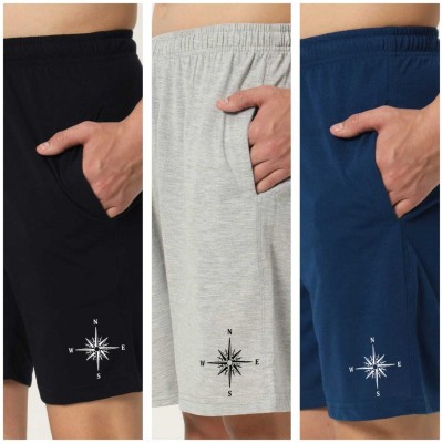 UJN Graphic Print Men Black, Grey, Blue Basic Shorts, Regular Shorts, Bermuda Shorts