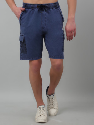 CANTABIL Solid Men Blue Cargo Shorts