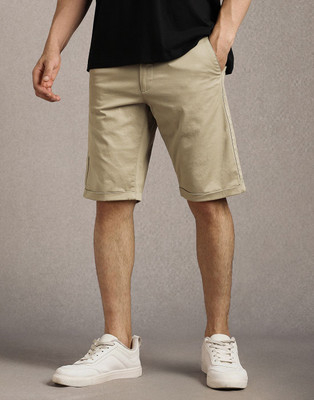 LOUIS PHILIPPE Solid Men Beige Casual Shorts