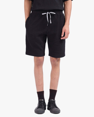 RARE RABBIT Solid Men Black Regular Shorts
