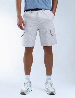 FLYING MACHINE Printed Men White Cargo Shorts