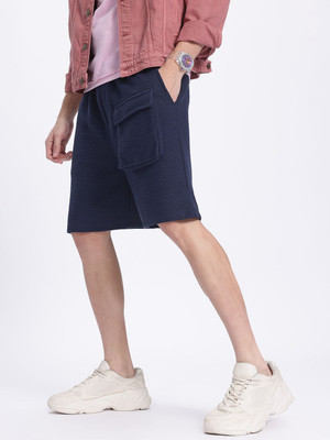 Glitchez Solid Men Blue Regular Shorts