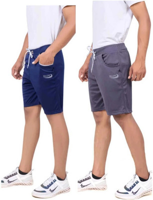HOC Solid Men Reversible Blue, Grey Regular Shorts
