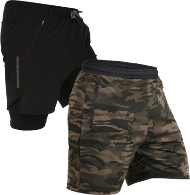 never lose Self Design Men Green, Black Running Shorts