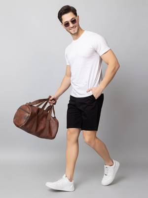 Club York Solid Men Black Regular Shorts