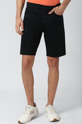 PETER ENGLAND Solid Men Black Regular Shorts