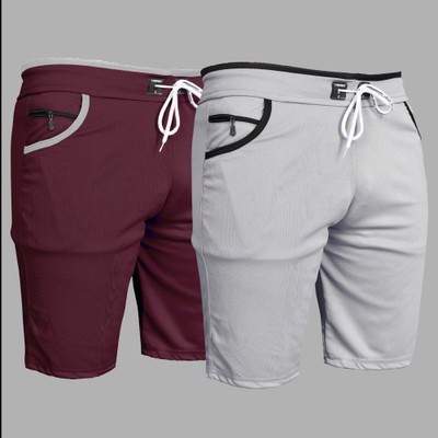 DARSHAN CREATION Solid Men Maroon, Silver Sports Shorts
