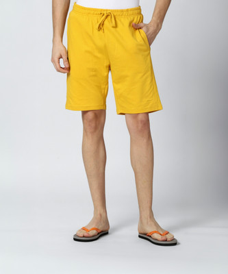 PETER ENGLAND Solid Men Yellow Regular Shorts