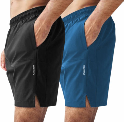 CULISH Self Design Men Black, Blue Basic Shorts