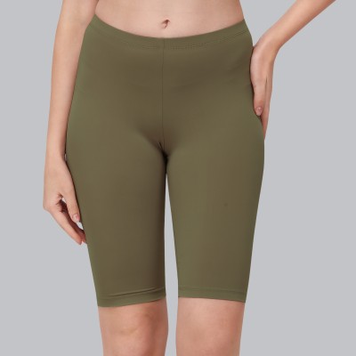 SOIE Solid Women Dark Green Cycling Shorts