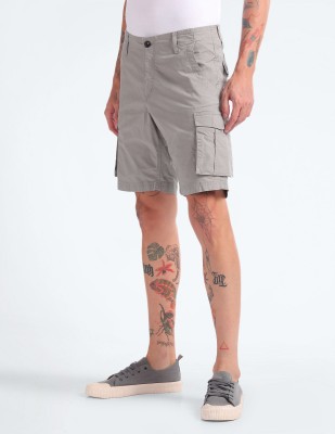 FLYING MACHINE Solid Men Grey Cargo Shorts