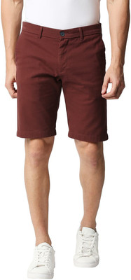 BASICS Solid Men Maroon Regular Shorts