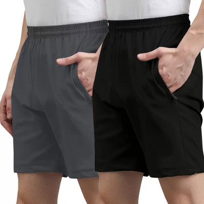 A1 SQUARE Solid Men Black Regular Shorts