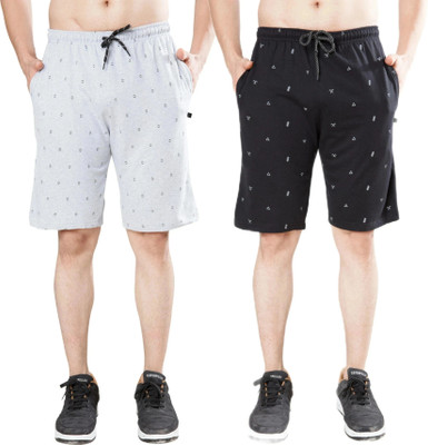WILD CAMO Printed Men Black, White Regular Shorts