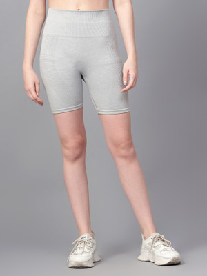 Trenz Self Design Women Grey Basic Shorts