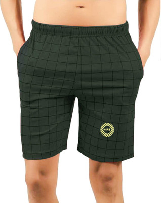 MRB Checkered Men Green Bermuda Shorts