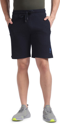 U.S. POLO ASSN. Self Design Men Blue Basic Shorts