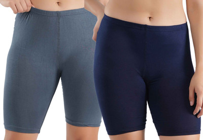 Florafit Solid Women Blue, Grey Cycling Shorts