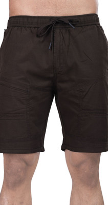 24 Street Solid Men Brown Casual Shorts