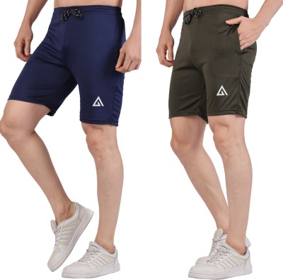 FARSH Solid Men Dark Blue, Dark Green Casual Shorts