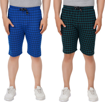 JUST TRY FASHION Checkered Men Multicolor Bermuda Shorts