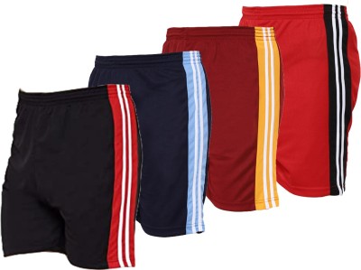 OORA Striped Men Black, Dark Blue, Maroon, Red Sports Shorts