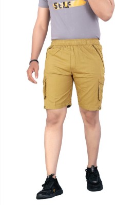 Sky Enterprise Solid Men Yellow Cargo Shorts