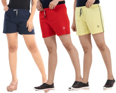 STYLE AK Solid Women Blue, Red, Yellow Regular Shorts