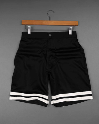 french crown Striped Men Black Regular Shorts
