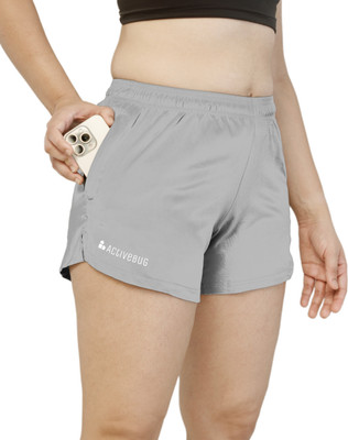 ActiveBug Solid Women Grey Running Shorts