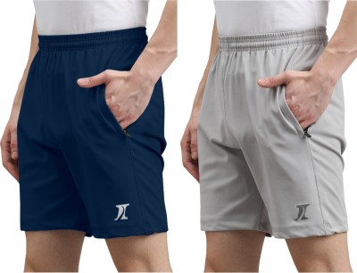 INDICLUB Solid Men Dark Blue, Grey Sports Shorts