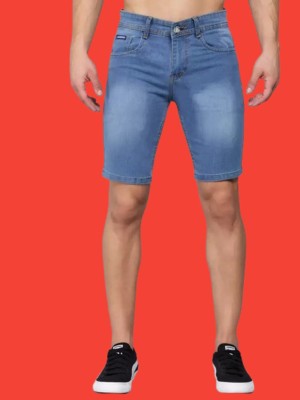 Ghjgjkbn Self Design Men Denim Blue Denim Shorts