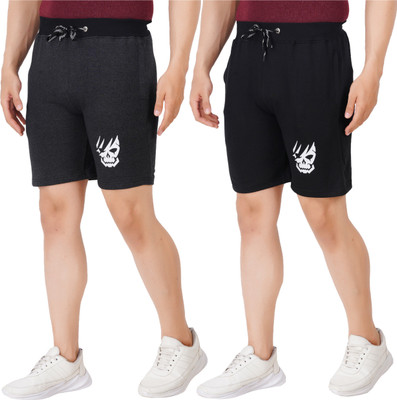 Just Live Fashion Printed Men Black, Grey Casual Shorts