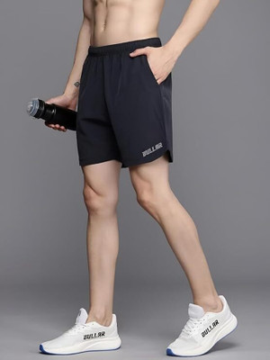 BULLAR Solid Men Black Sports Shorts, Gym Shorts, Cycling Shorts, Casual Shorts