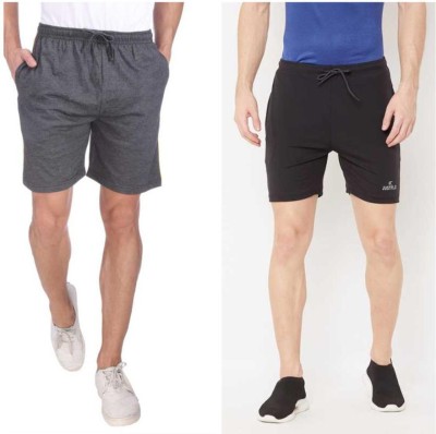 FabryKa Solid Men Grey, Black Casual Shorts