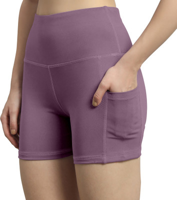 Ann Springs Self Design Women Purple Cycling Shorts