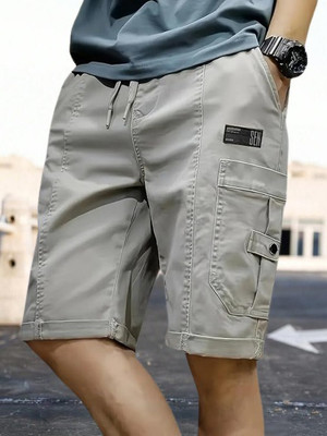 Pitzz Solid Men Grey Cargo Shorts