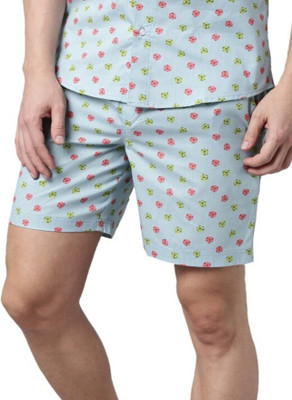 JOVEN Printed Men Light Blue Bermuda Shorts