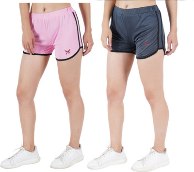 mokshi jain tradings Solid Women Pink, Black Regular Shorts, Sports Shorts, Running Shorts, Gym Shorts