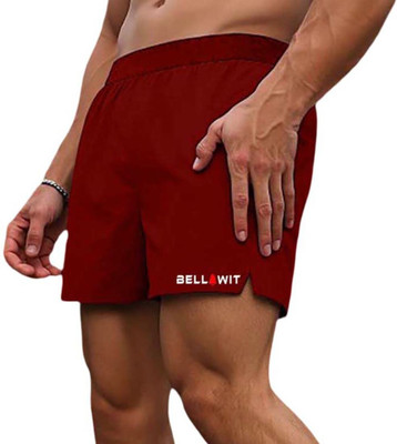 Bellwit Solid Men Maroon Sports Shorts