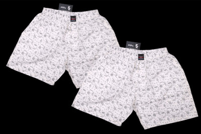 Zafly Printed Men White Boxer Shorts