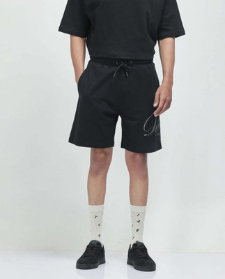 RARE RABBIT Graphic Print Men Black Regular Shorts
