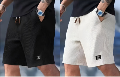 Venner Fashion Solid Men White, Black Regular Shorts