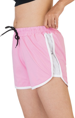POWERmerc Solid Women Pink Casual Shorts