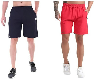 Aaas Apparel Solid Men Blue, Red Sports Shorts