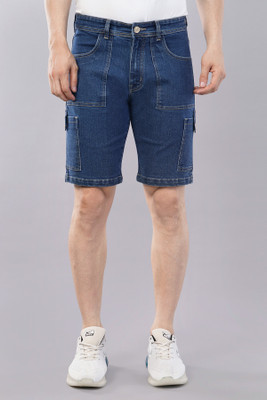 NIVASU Solid Men Denim Blue Denim Shorts