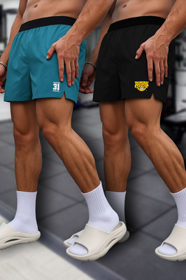CULISH Solid Men Blue, Black Gym Shorts, Running Shorts, Sports Shorts